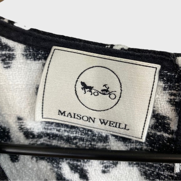 Maison Weill Black and White Houndstooth Embroidered Logo Short Sleeve Top 12 - Picture 4 of 8